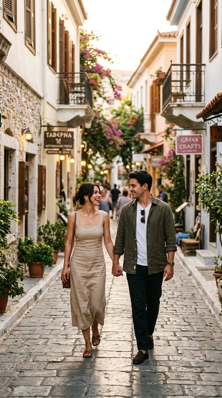 Couple walking in Plaka